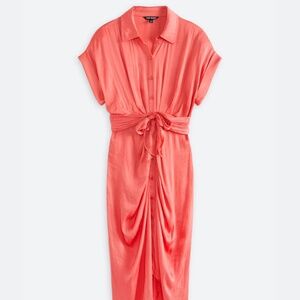 NWT Steve Madden Tori Satin Collar Kimono Midi Tie-Waist Midi Dress (Size S)
